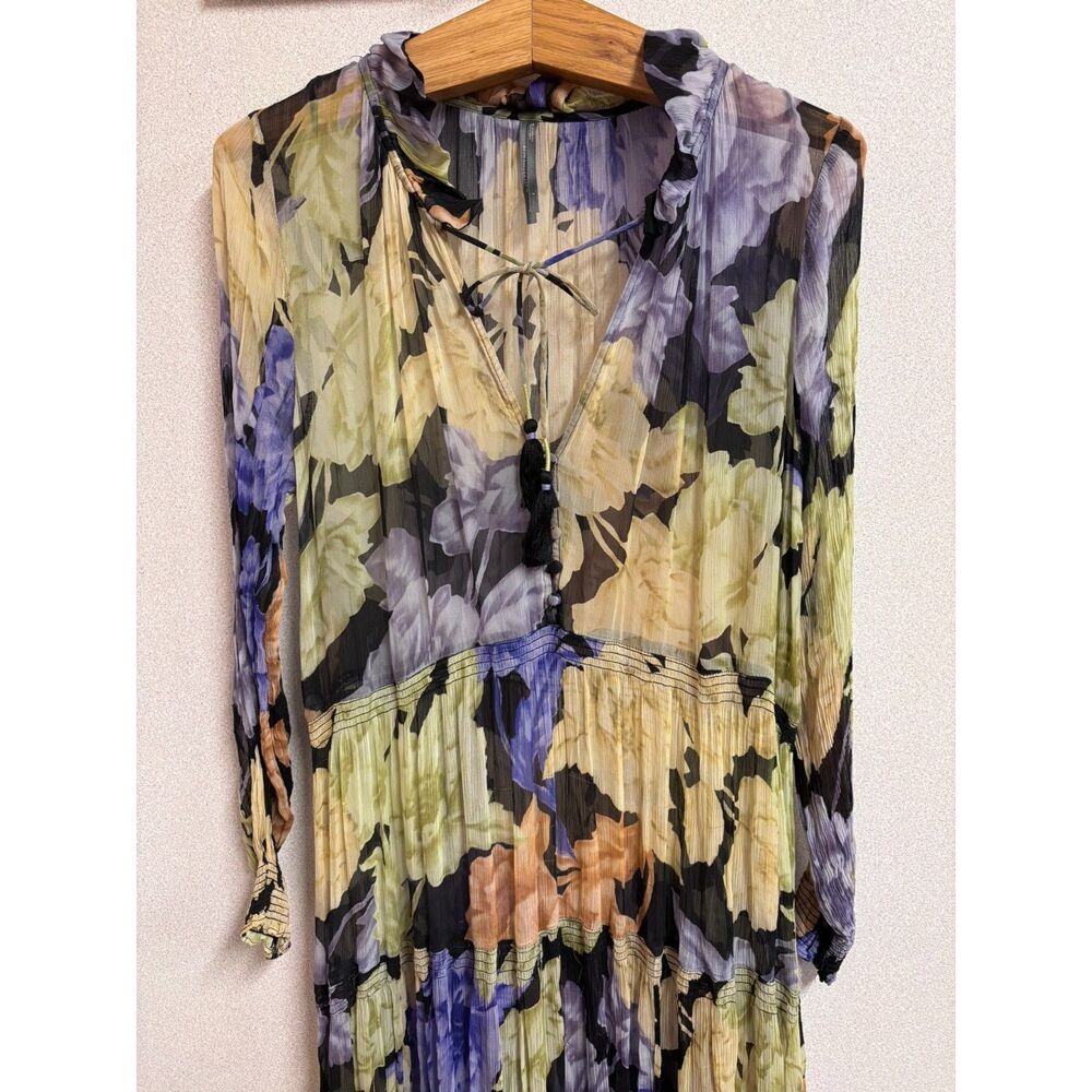 Anthropologie Marais Floral Chiffon Tiered Maxi Dress Boho Romantic Size L READ - Picture 9 of 9